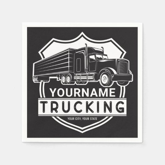 Serviette En Papier NOM personnalisé Camions Big Rig Semi Trucker (Devant)