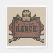 Serviette En Papier NOM PERSONNALISÉ Canons Cowboy Connexion Western R (Devant)