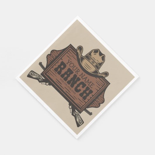Serviette En Papier NOM PERSONNALISÉ Canons Cowboy Connexion Western R (Coin)
