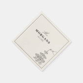 Serviette En Papier Nom personnalisé Champagne Croquis serviettes (Coin)