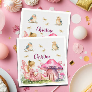 Serviette En Papier Nom personnalisé Champignons poilus roses