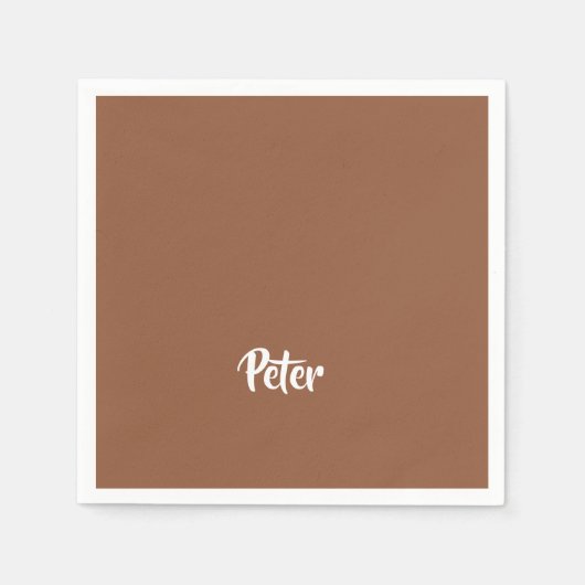 Serviette En Papier Nom personnalisé chocolat brun plaine (Devant)