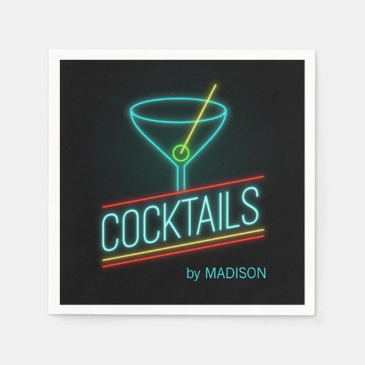 Serviette En Papier Nom personnalisé COCTAILS (Devant)