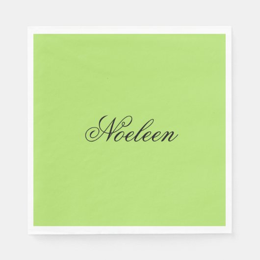 Serviette En Papier Nom personnalisé couleur chaux simple (Devant)