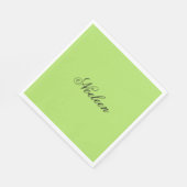 Serviette En Papier Nom personnalisé couleur chaux simple (Coin)
