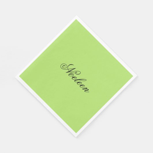 Serviette En Papier Nom personnalisé couleur chaux simple (Coin)