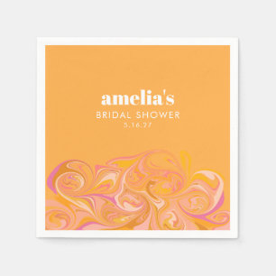 Serviette En Papier Nom personnalisé de douche de mariée bohème jaune 