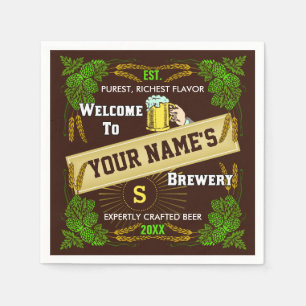 Serviette En Papier Nom personnalisé de la brasserie de bière Barre