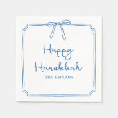 Serviette En Papier Nom personnalisé Elegant Blue Bow Hanoukka Party (Devant)