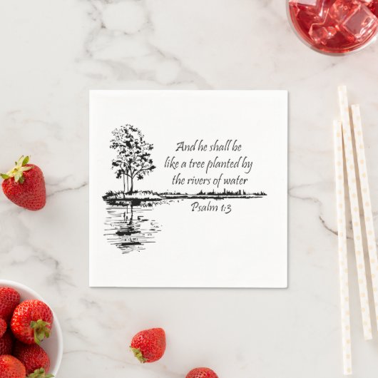 Serviette En Papier Nom Personnalisé Encourageant Écritures Psaume 1:3 (En situation)