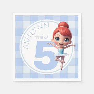 Serviette En Papier Nom personnalisé et âge Cute Blue Ballerina Annive