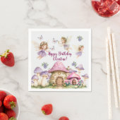 Serviette En Papier Nom personnalisé Fées magiques Champignons roses A (En situation)