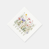 Serviette En Papier Nom personnalisé fleur sauvage (Coin)