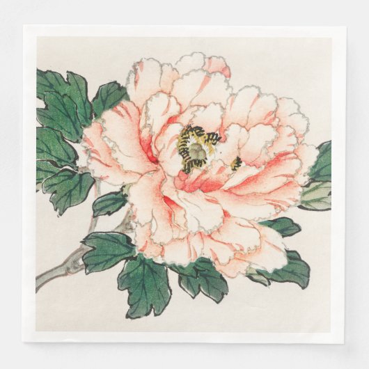 SERVIETTE EN PAPIER NOM PERSONNALISÉ FLEURS IMPRIMANTES JAPONAISES. (Devant)