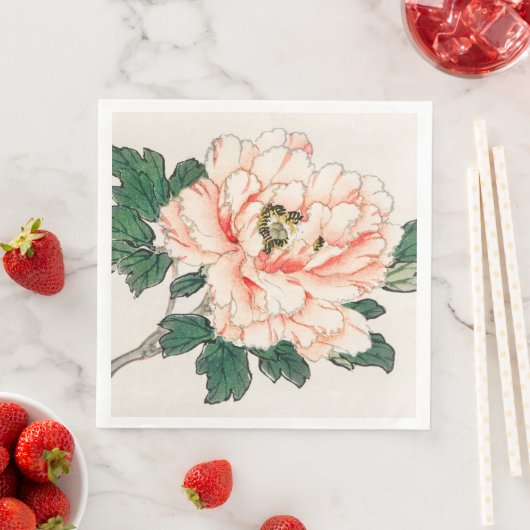 SERVIETTE EN PAPIER NOM PERSONNALISÉ FLEURS IMPRIMANTES JAPONAISES. (En situation)