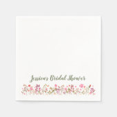 Serviette En Papier Nom personnalisé Fleurs sauvages roses élégantes p (Devant)