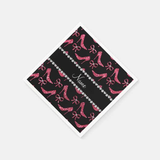 Serviette En Papier Nom personnalisé fuchsia parties scintillant rose  (Coin)