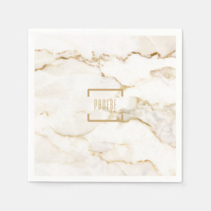 Serviette En Papier Nom personnalisé Gold Effet papier en marbre
