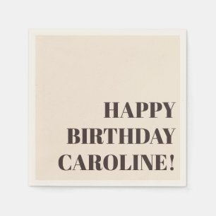 Serviette En Papier Nom personnalisé gras marron crème Fête d'annivers