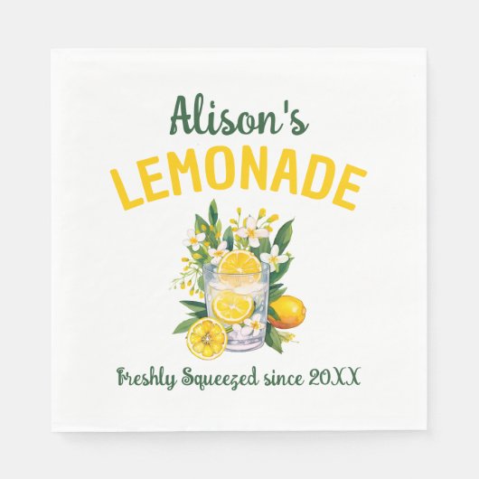 Serviette En Papier Nom personnalisé Lemonade Stand Summer Anniversair (Devant)