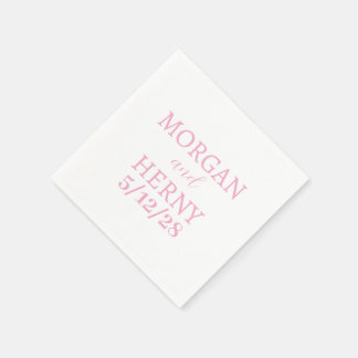 SERVIETTE EN PAPIER NOM PERSONNALISÉ MARIAGE BLANC MODERNE ÉLÉGANT