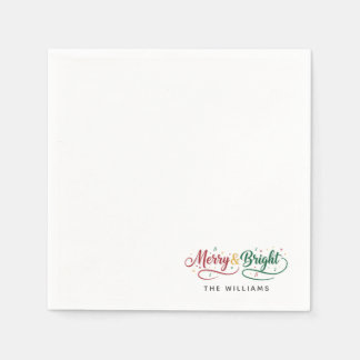 Serviette En Papier Nom personnalisé Merry & Bright Script Papier Mini
