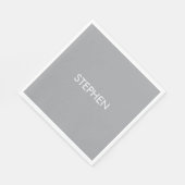 Serviette En Papier Nom personnalisé minimaliste gris (Coin)