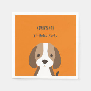 Serviette En Papier Nom personnalisé moderne pour enfants chien mignon