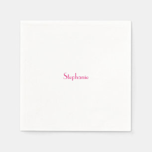 Serviette En Papier Nom personnalisé Monogramme Modèle rose blanc 2023