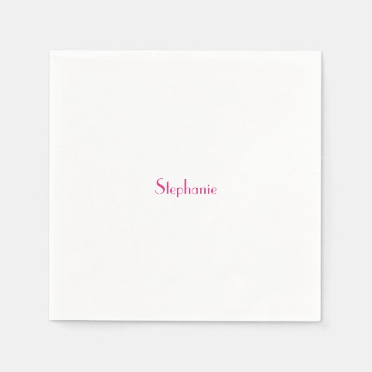Serviette En Papier Nom personnalisé Monogramme Modèle rose blanc 2023 (Devant)