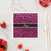 Serviette En Papier Nom personnalisé neon rose parties scintillant ros (En situation)