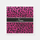 Serviette En Papier Nom personnalisé neon rose parties scintillant ros (Devant)