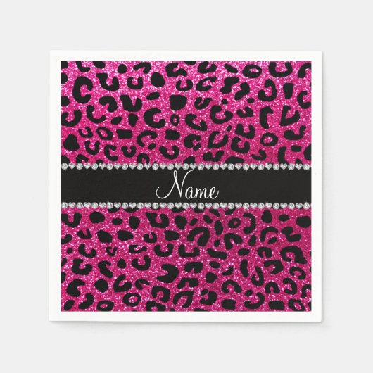 Serviette En Papier Nom personnalisé neon rose parties scintillant ros (Devant)