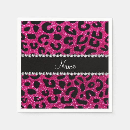 Serviette En Papier Nom personnalisé neon rose parties scintillant ros (Devant)