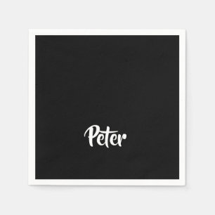 Serviette En Papier Nom personnalisé noir