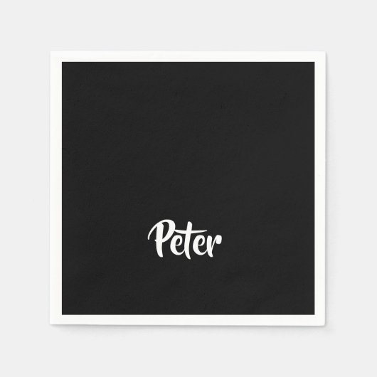 Serviette En Papier Nom personnalisé noir (Devant)
