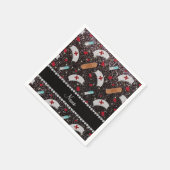Serviette En Papier Nom personnalisé noir parties scintillant infirmiè (Coin)