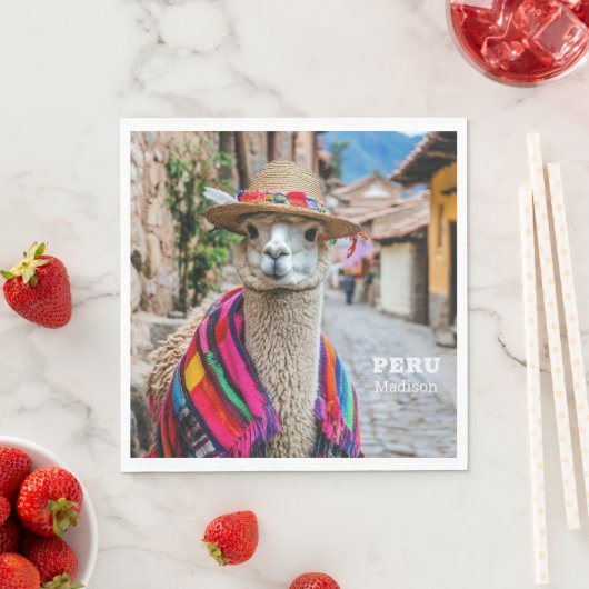 Serviette En Papier Nom personnalisé Pérou Llama (En situation)