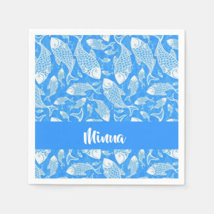 Serviette En Papier Nom personnalisé poisson blanc