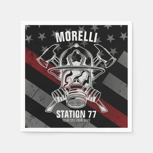 Serviette En Papier Nom personnalisé Pompier Station du service d'ince (Devant)