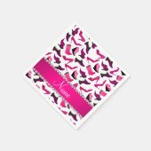 Serviette En Papier Nom personnalisé rose blanc motif chaussures femme (Coin)