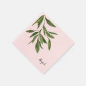 Serviette En Papier Nom personnalisé rose Foliage Cocktail (Coin)