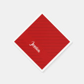 Serviette En Papier Nom personnalisé rouge diagonale plastique texturé (Coin)