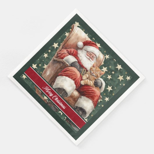 Serviette En Papier Nom personnalisé Santa Claus Noël Napkins (Coin)