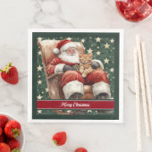 Serviette En Papier Nom personnalisé Santa Claus Noël Napkins (En situation)