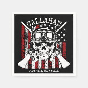 Serviette En Papier NOM personnalisé Soldat Crâne Double Armes USA Dra