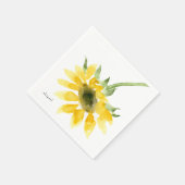 Serviette En Papier Nom personnalisé Sunflower Cocktail Napkin (Coin)