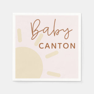 Serviette En Papier Nom personnalisé Sunshine Boho Baby shower