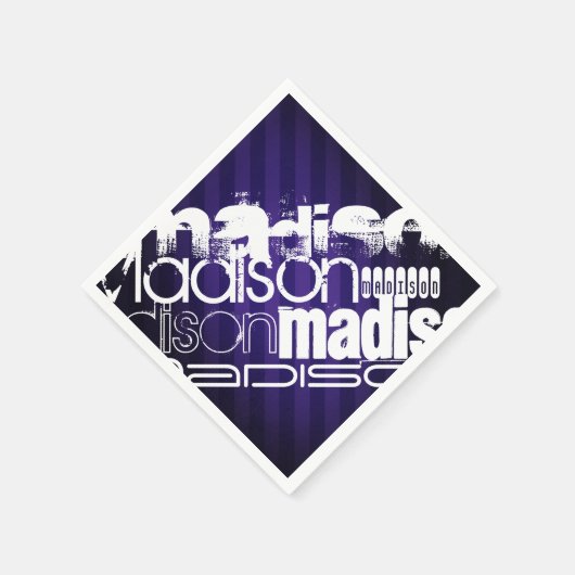 Serviette En Papier Nom personnalisé sur les bandes violettes violette (Coin)