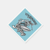 Serviette En Papier NOM personnalisé Surfer Big Wave Skeleton Surfing (Coin)